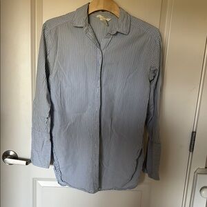 Blue Striped Button-Up Shirt